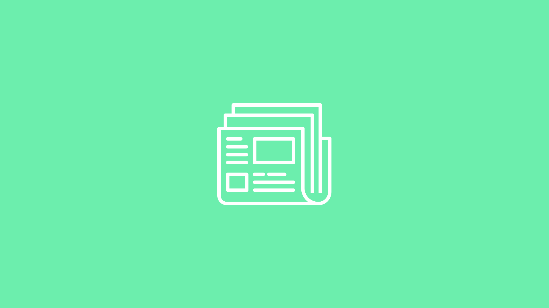 Folded newspaper icon with a light blue geometric background