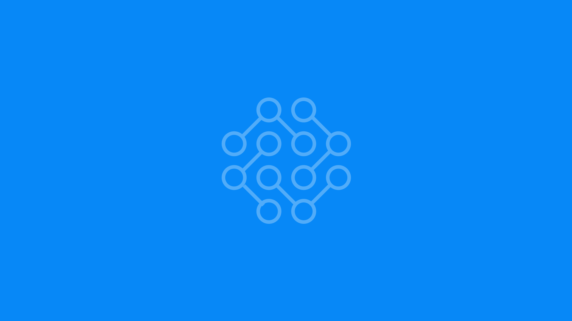 Molecule icon on a light blue geometric background