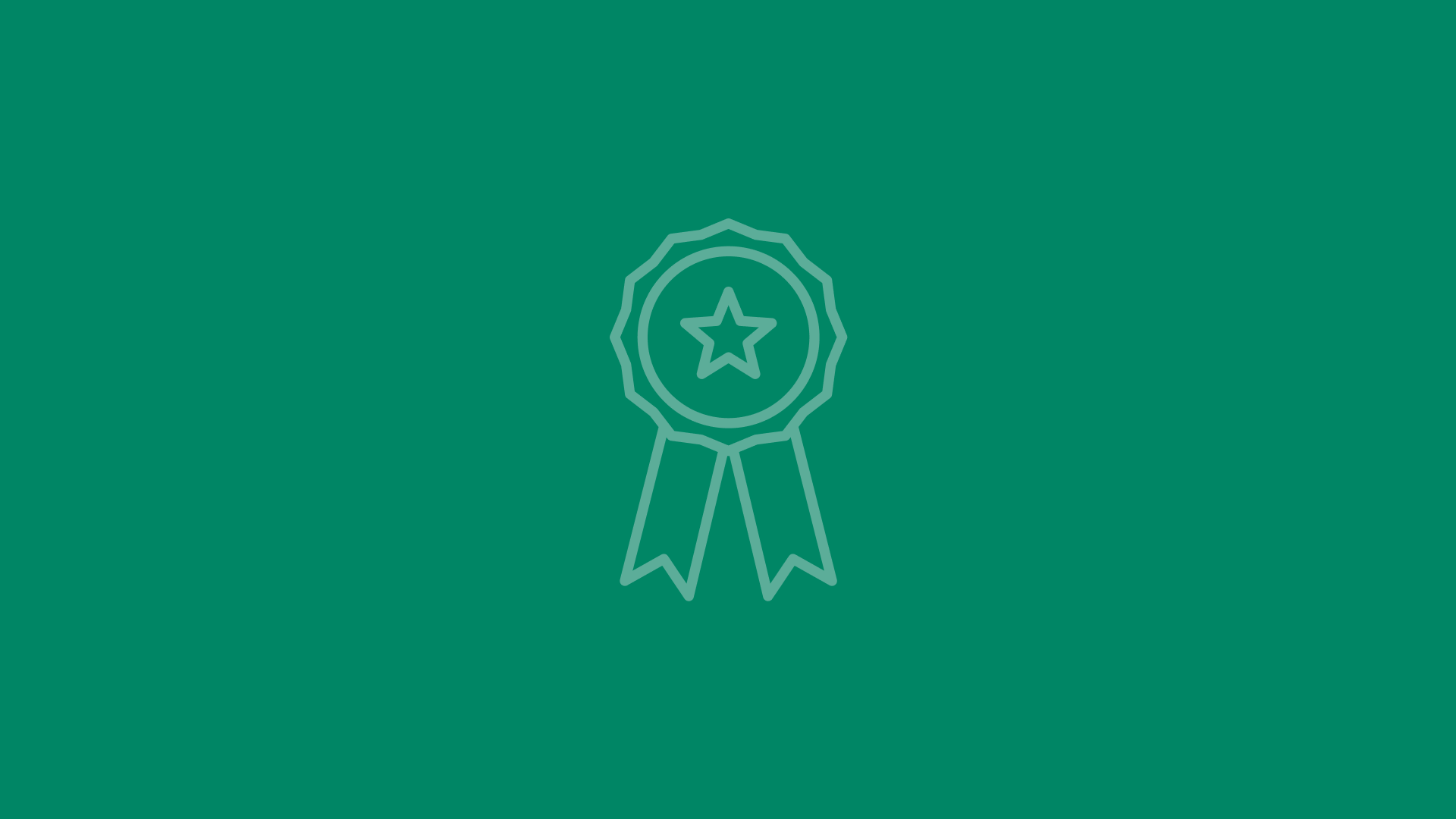 Award ribbon icon with a teal geometric background