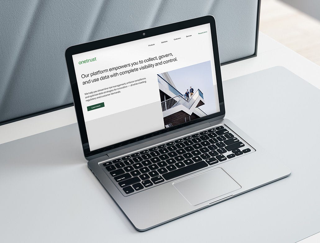 OneTrust webpage on a laptop screen